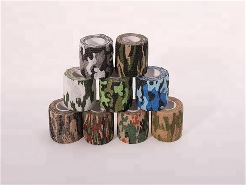 Custom camo design nonwoven finger elastic self sticky military cohesive bandages for thumb finger head armor wraps fractures