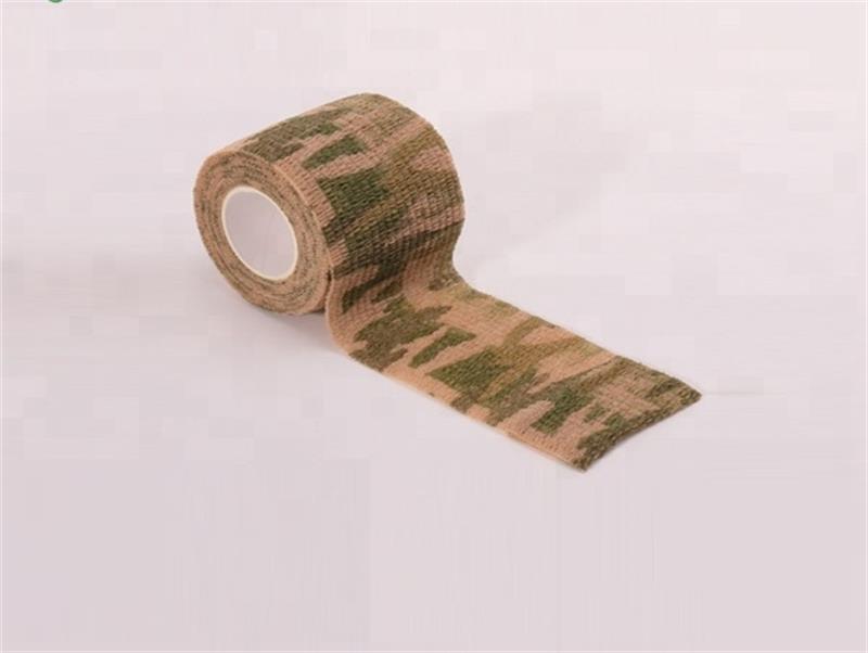 Custom camo design nonwoven finger elastic self sticky military cohesive bandages for thumb finger head armor wraps fractures